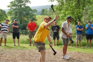 people throwing axes in llangollen, north wales
