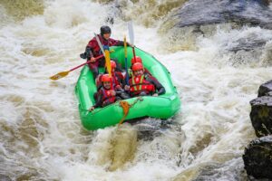 white water rafting on the river dee in llangollen